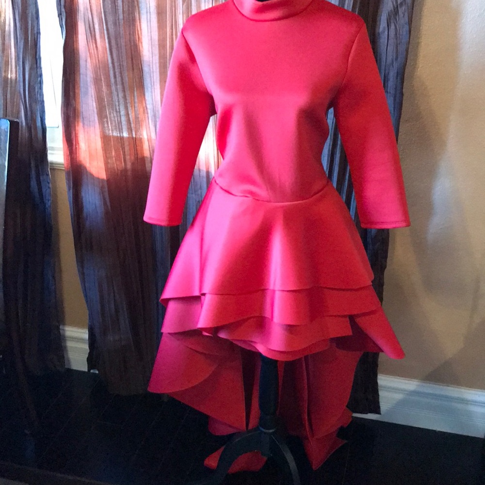 Scuba high low peplum dress